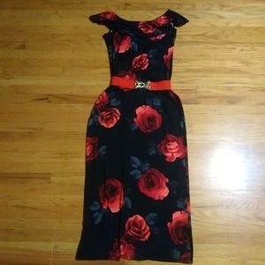 Women's Plus Size Off Shoulder Floral Dress 1X